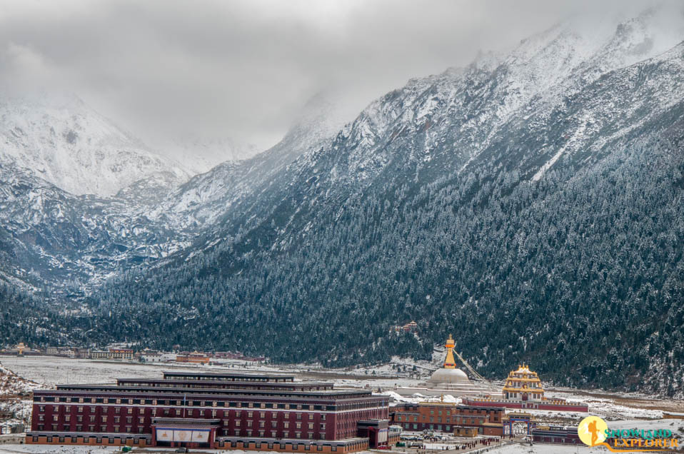 Dzogchen Monastery in the snow