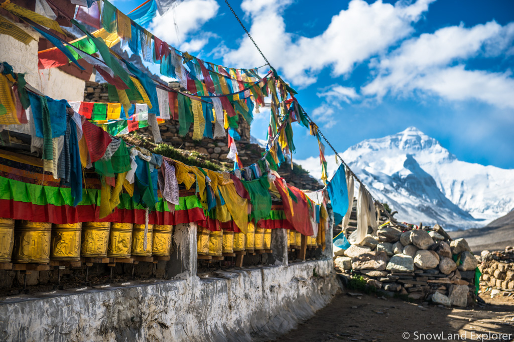 Mount Everest view from Everest Base Camp and Rongbuk Monastery