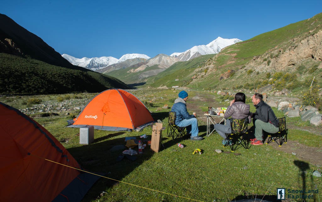 Camping at the bottom of Mount Amnye Machen in Qinghai